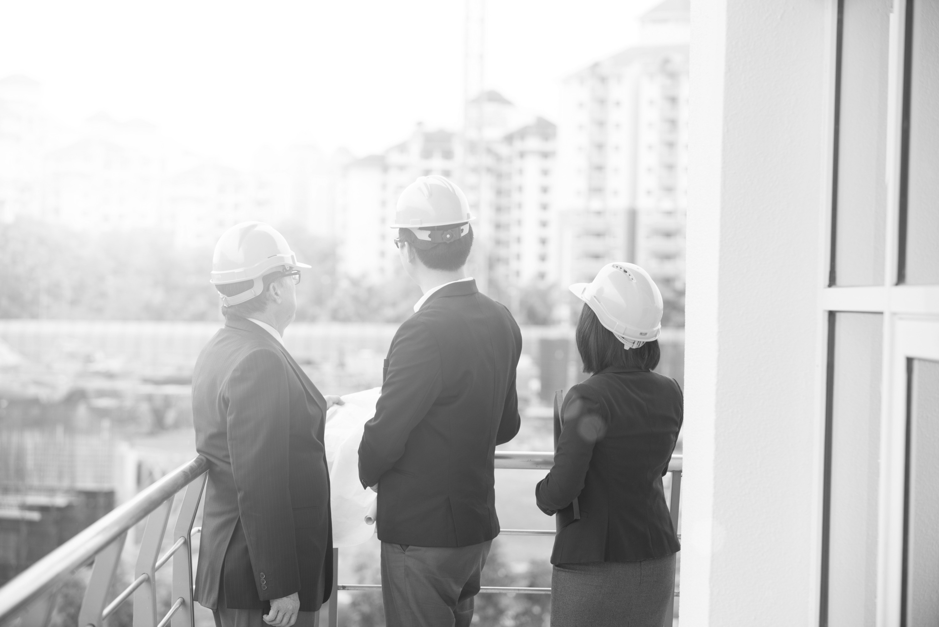 Workers supervising a construction site